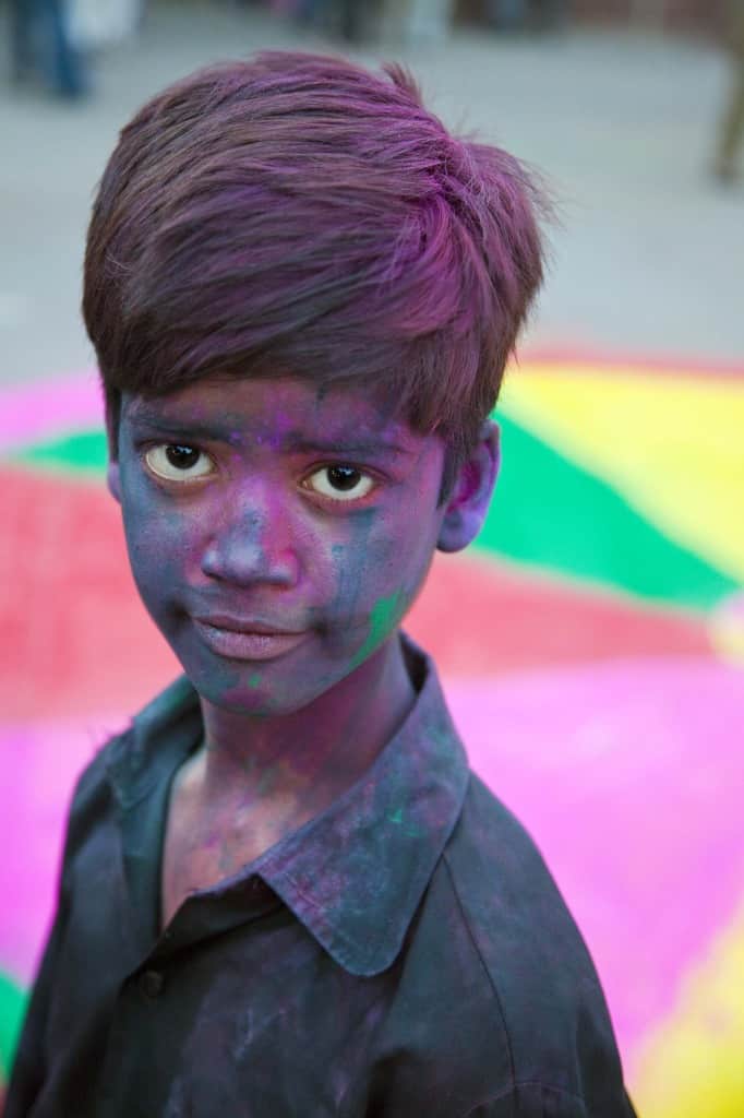 A Young Boy Celebrates Holi